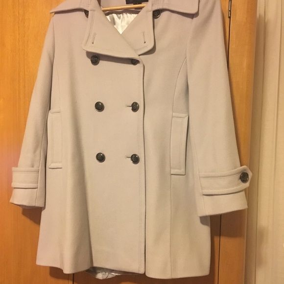 EUC ST. JOHN GREY/LIGHT BLUE PEA COAT - Picture 3 of 10